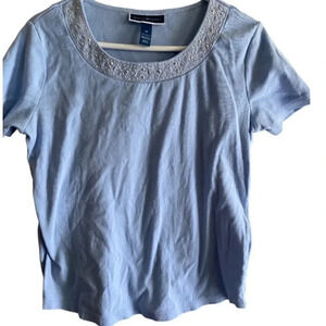 KAREN SCOTT EUC WOMENS BLUE TOP SHIRT OFFICE DRESSY CASUAL SUMMER SPRING SIZE M
